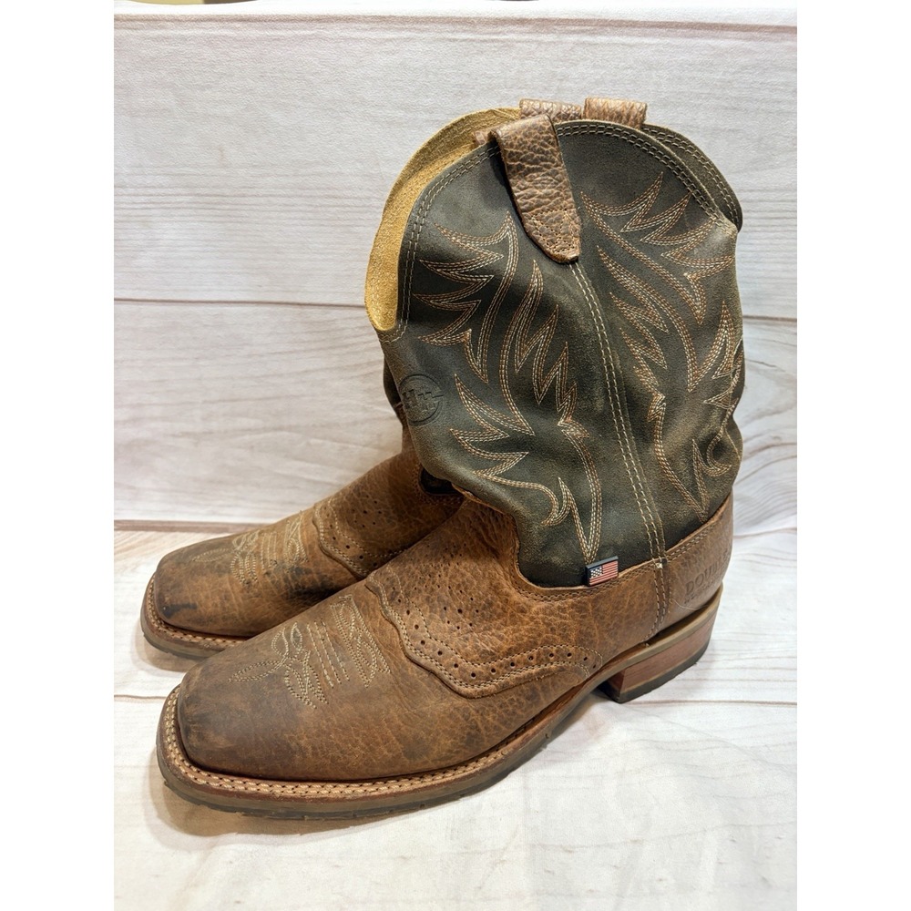 Double H Made USA Western Cowboy Boots Brown Black Leather Mens 11 2E Wide